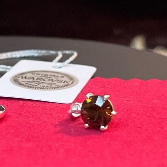 Swarovski Smoked Topaz Ring 7 & Pendant Necklace Set 20” Sterling Chain - Picture 6 of 10